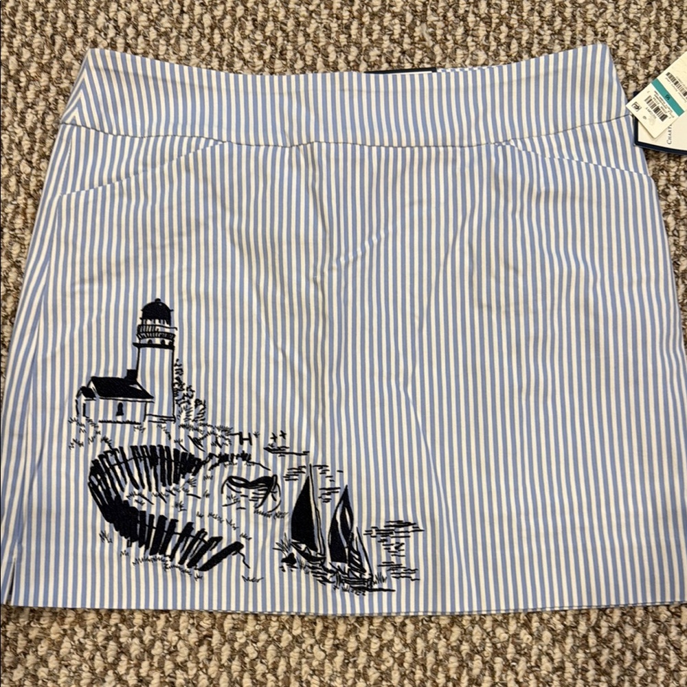 Charter Club Black and White Mini Pencil Skirt with Nautical Design